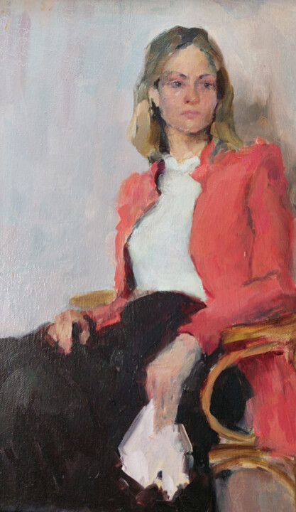 In a pink jacket Pittura, 15,8x11,8 in