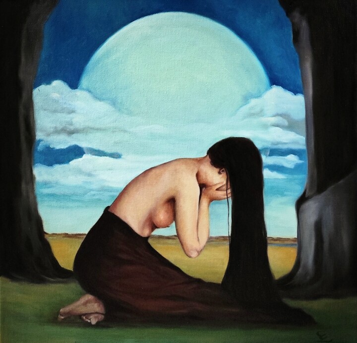 Painting titled "The Voice of the Mo…" by Veronica Ciccarese, Original Artwork, Oil Mounted on Wood Stretcher frame