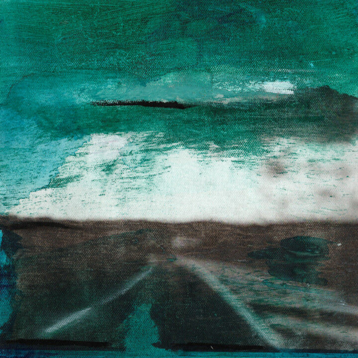 #322, acrylique sur toile, 25x25cm "droit devant" 绘画, 9.8x9.8 in