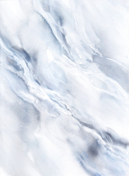 Light blue abstract art 绘画, 20x15 in
