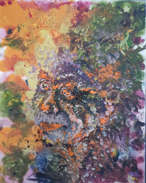 Albert Einstein. Portrait. Experiments. Canvas. Oil. Autumn 绘画, 19.7x15.8 in
