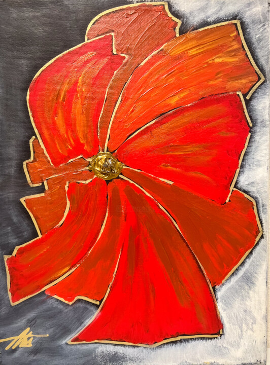 Poppy Flower 绘画, 15.8x11.8 in