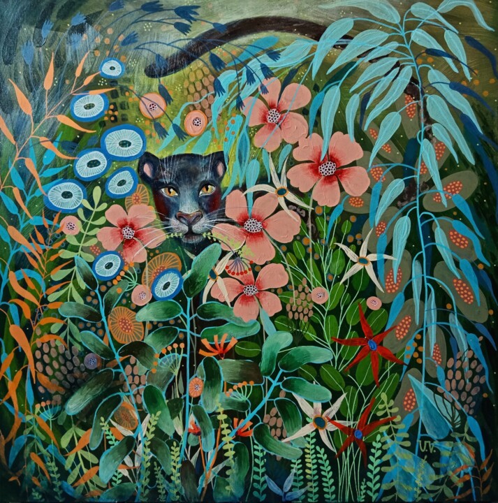 Hidden in the plants 绘画, 35.4x35.4 in