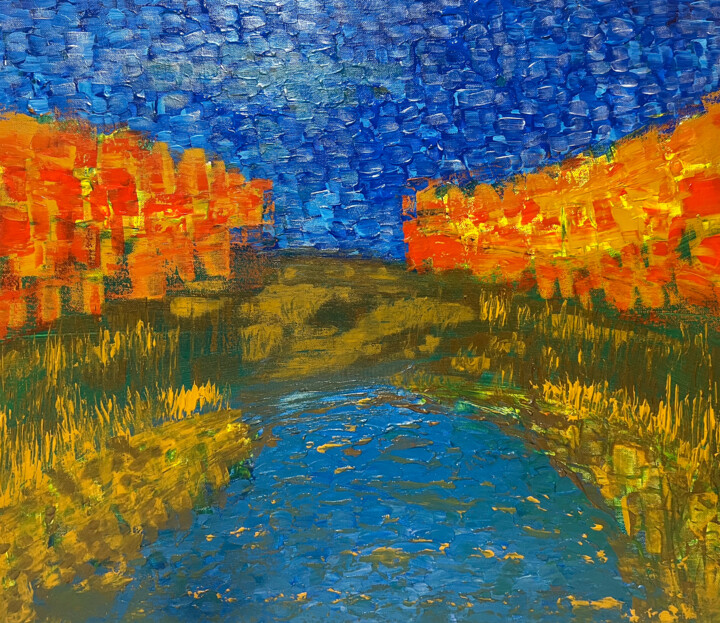 Autumn, pond Tablo, 19,7x23,6 in