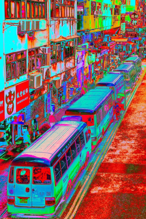 Les minibus de Kowloon, Hong Kong Fotografia, 35,4x23,6 in