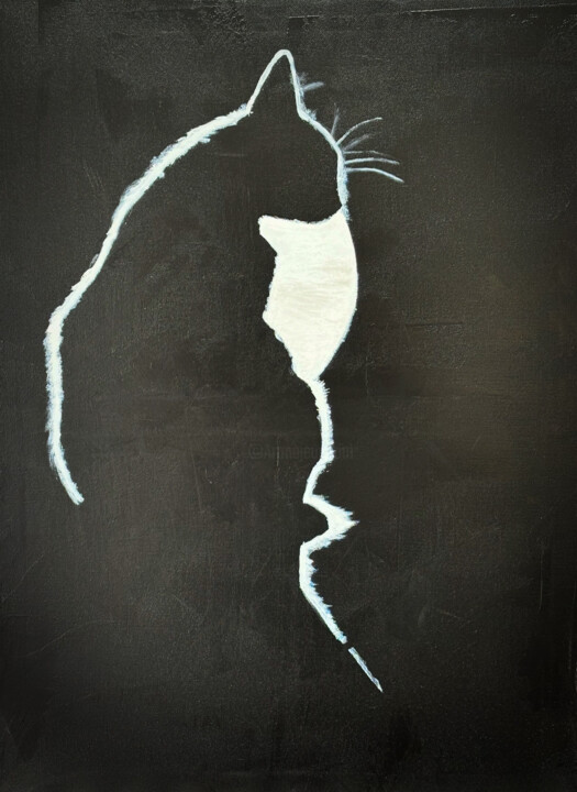 Cat on the top 绘画, 28.7x21.3 in