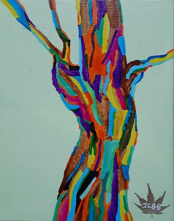 eucalyptus arc-en-ciel 绘画, 11.8x9.5 in