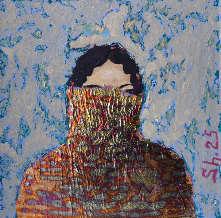 Female Portrait Original Women Painting Modern Female Art 绘画, 6x6 in
