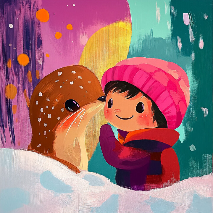 Winter's Whimsical Kiss 数字艺术