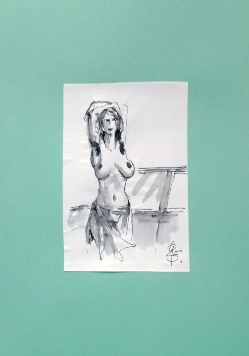 Vor Abfahrt. Disegno, 13,4x9,5 in