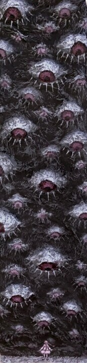 The gaze of Oppression - dark conceptual painting with eyes 绘画, 27x7.1 in