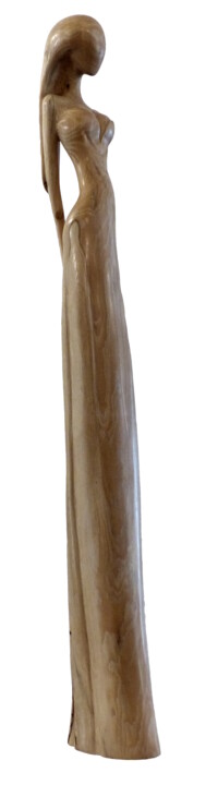 Sculpture titled "Mélodie Fleur" by Claude David, Original Artwork, Wood