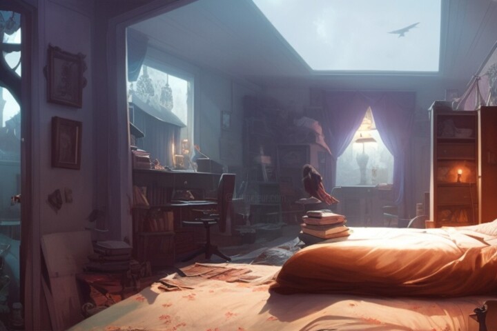 Oiseau à l'intérieur et à l'extérieur 数字艺术