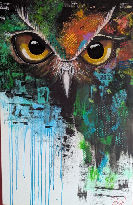 La chouette urbaine 绘画, 45.3x29.5 in