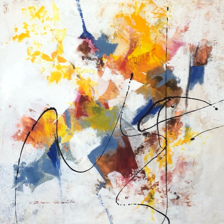 Peinture intitulée "Sun through some co…" par Dam Domido, Œuvre d'art originale, Acrylique