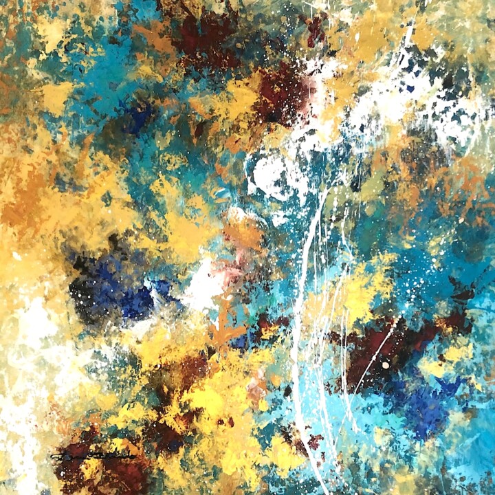 Peinture intitulée "L'or de la Méditerr…" par Dam Domido, Œuvre d'art originale, Acrylique