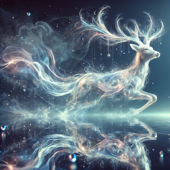 Dreamlike Fluid Deer – Shifting Forms 数字艺术