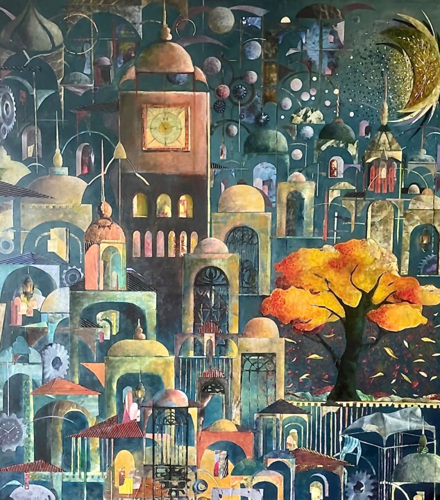 Painting titled "Campanili , opera 25" by Fabio Pacifico, Original Artwork, Acrylic