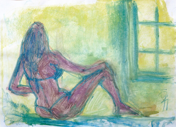 Wandmalerei neben Fenster. 图画, 11.6x16.1 in