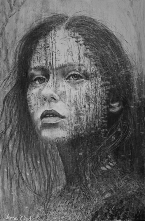 "Unity with Nature" – A Portrait Reflecting the Harmony Betw 图画, 23.6x15.8 in