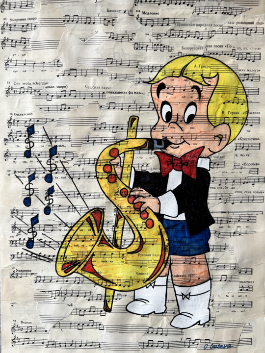 Richie Rich musician 绘画, 16.5x11.8 in