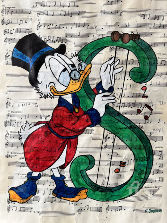 Scrooge musician 绘画, 16.5x11.8 in
