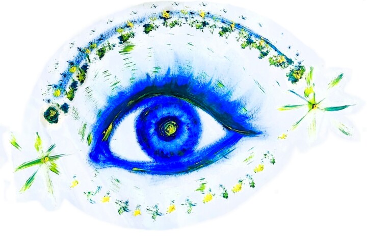 Peinture intitulée "the eye" par Corinne Courlet, Œuvre d'art originale, Gouache