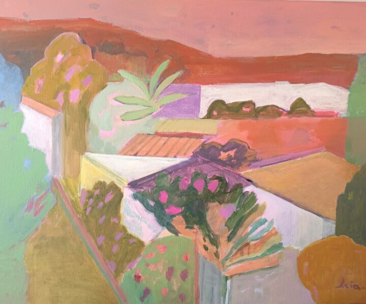 Painting titled "Hendaye vers la col…" by Iria Fernandez Alvarez, Original Artwork, Acrylic Mounted on Wood Stretcher frame