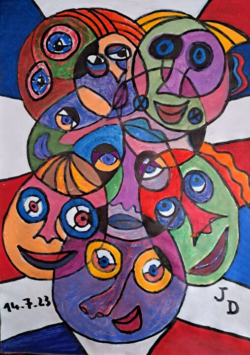 " Vive la France " 绘画, 16.1x11.8 in