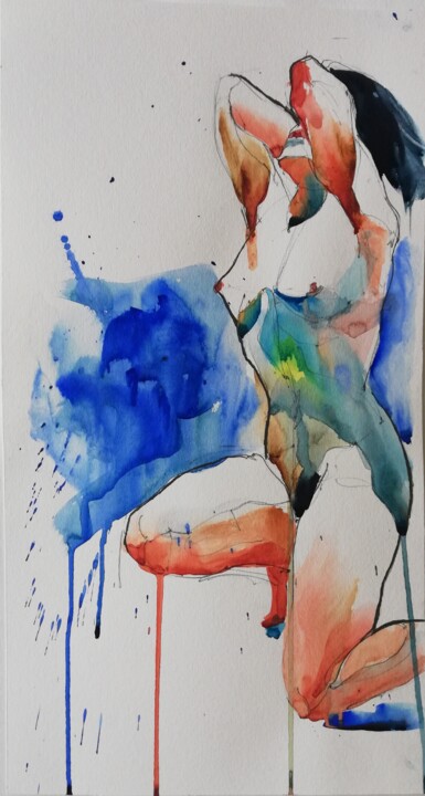 Bather XXII 绘画, 18.3x9.7 in