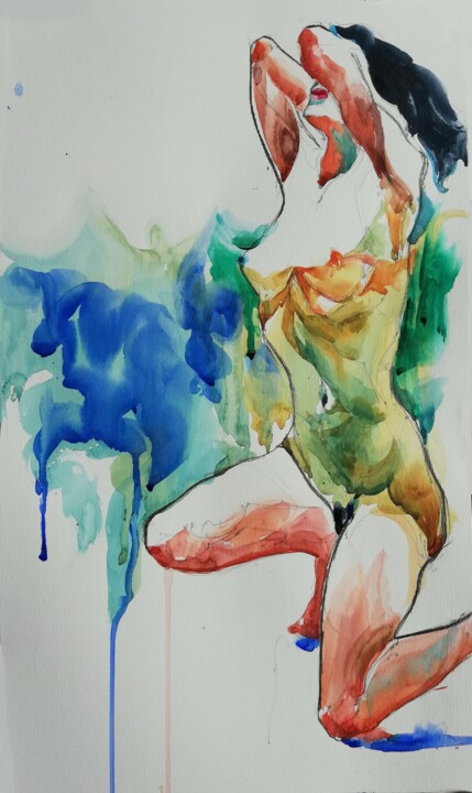 Bather XXIII 绘画, 19.1x11.1 in