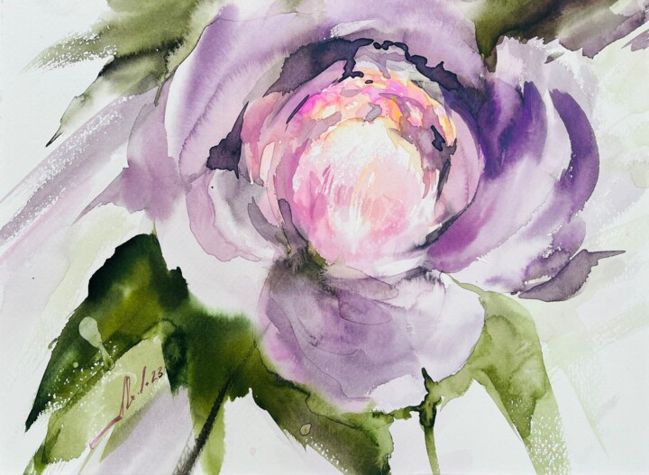 Zeichnungen mit dem Titel "Пион" von Natalia Averianova, Original-Kunstwerk, Aquarell