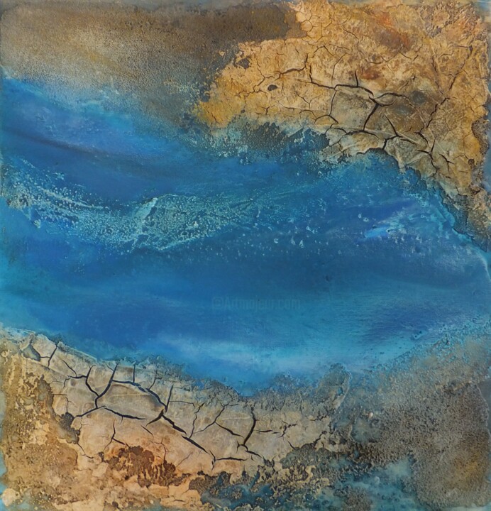 Schilderij getiteld "Costa II" door Marion Kotyba, Origineel Kunstwerk, Acryl Gemonteerd op Frame voor houten brancard