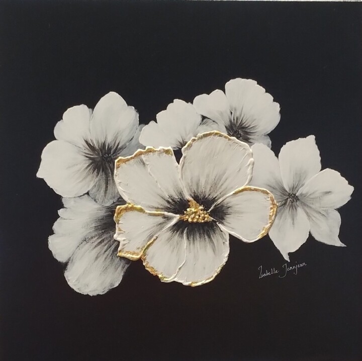 Harmonie Florale en noir et blanc 绘画, 19.7x19.7 in