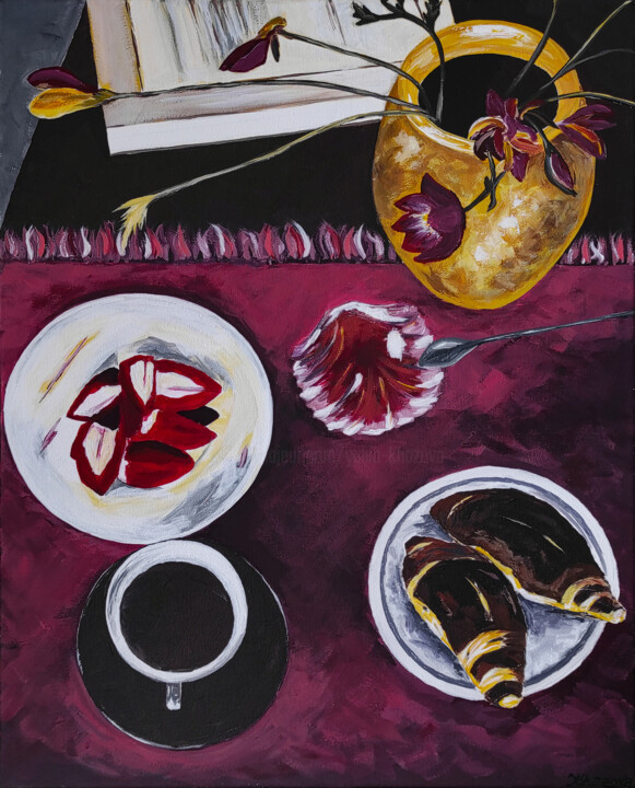 Peinture intitulée "L'Heure du matin" par Yuliia Khazova, Œuvre d'art originale, Acrylique Monté sur Châssis en bois