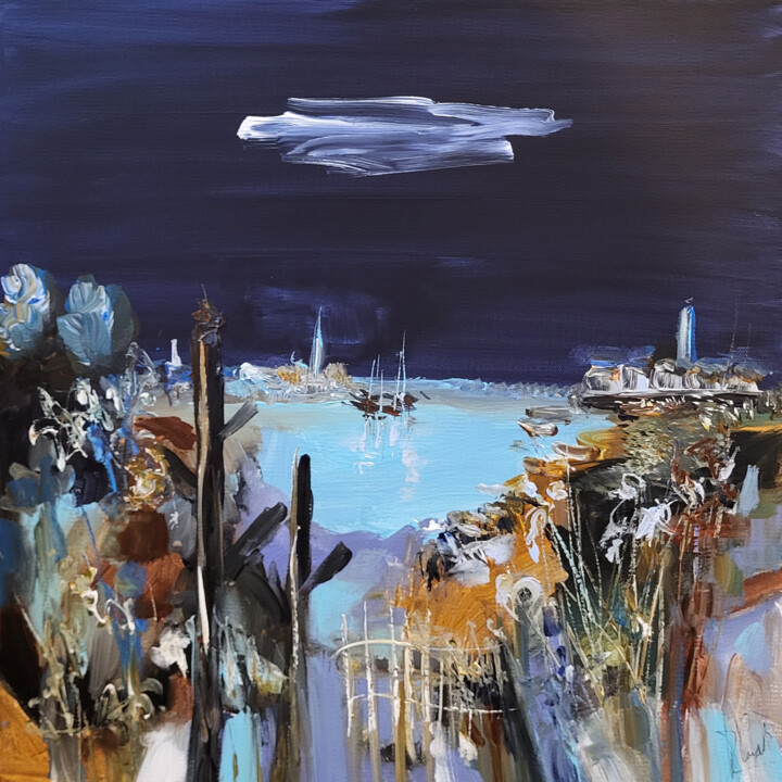 Peinture intitulée "Un crépuscule qui p…" par Muriel Cayet, Œuvre d'art originale, Acrylique Monté sur Châssis en bois