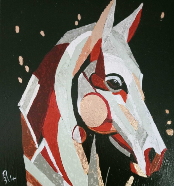 Peinture intitulée "Le cheval" par Audran, Œuvre d'art originale, Acrylique