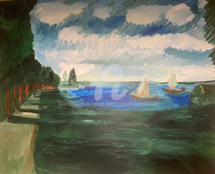 Painting titled "natuurdomein" by Edwin Boeckxstaens, Original Artwork, Acrylic