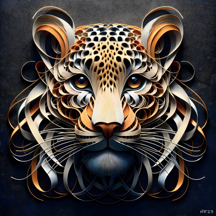 Kunstvolle Leopard-Illustration mit wirbelnden Mustern 数字艺术