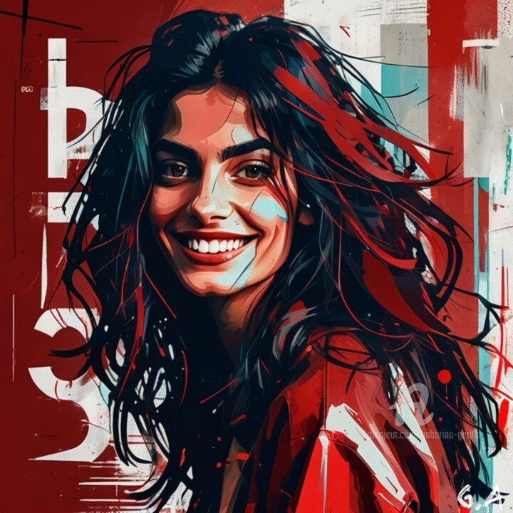 Roman Smile – Digital Portrait of an Italian Woman 数字艺术
