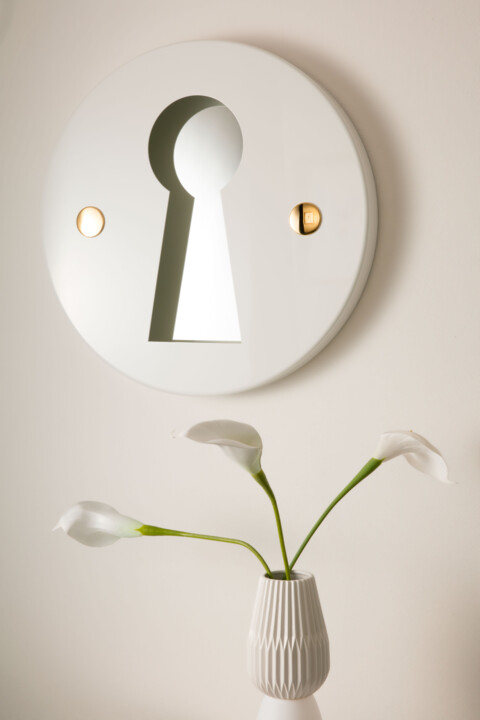 " L'INDISCRET " Blanc & Or - Miroir Collectible n°2/8 Design, 27.6x27.6 in