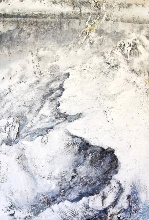 Monochrome Abstract Texture Painting, Large Canvas Art