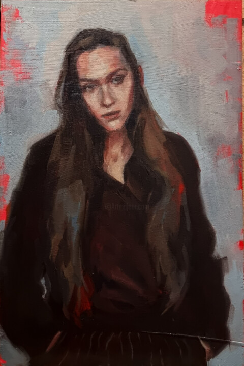 Female portrait study 0125-02 绘画, 11.8x7.9 in