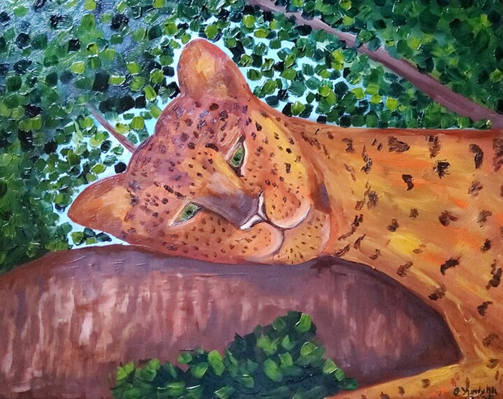 Lost in a dream amidst the emerald jungle. 绘画, 15.8x19.7 in