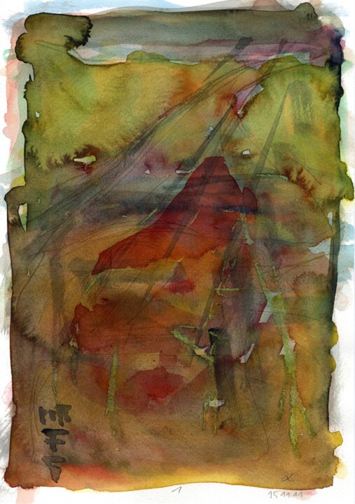 Malerei mit dem Titel "Auto/Selbster (1511…" von Detlef Lemme (Farbenkugel), Original-Kunstwerk, Aquarell