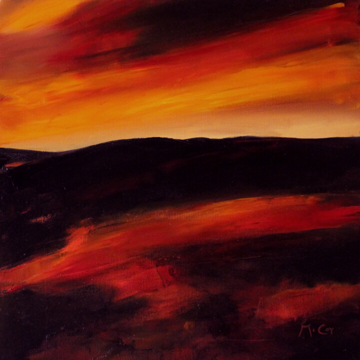 Sunset Abstract 绘画, 19.7x19.7 in