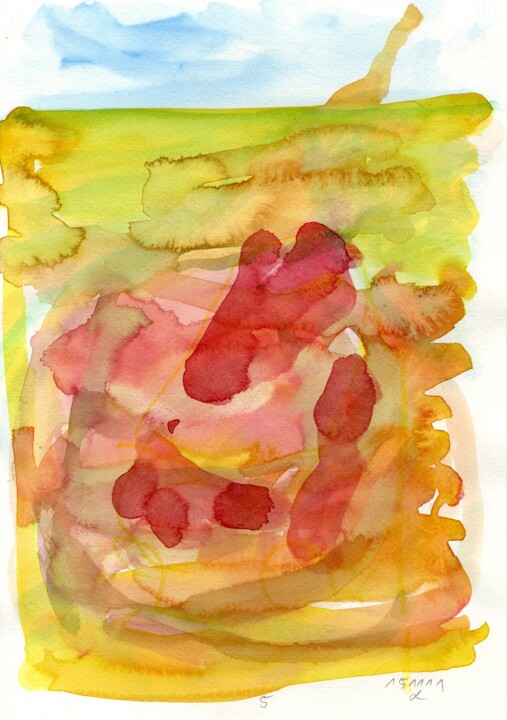 Malerei mit dem Titel "Auto/Selbster (1511…" von Detlef Lemme (Farbenkugel), Original-Kunstwerk, Aquarell