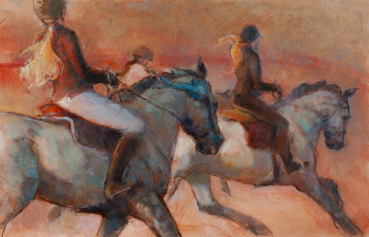 Painting titled "Running in circles" by Oksana Shulga, Original Artwork, Oil