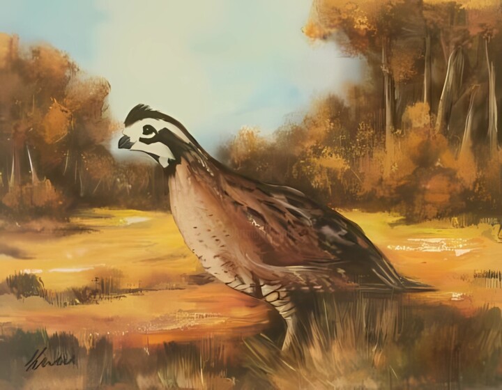 Pheasant acrylic painting on canvas 绘画, 16.1x20.9 in