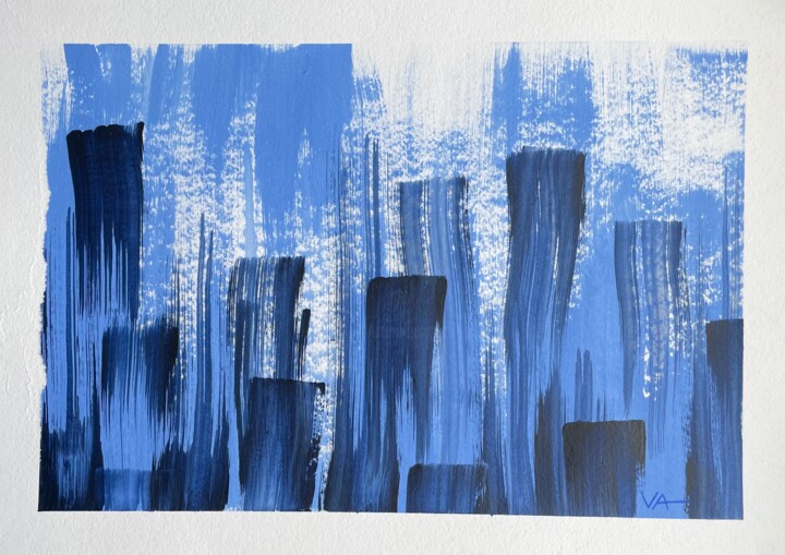 Big city night. Light blue minimalism 30x42 Pittura, 11,7x16,5 in